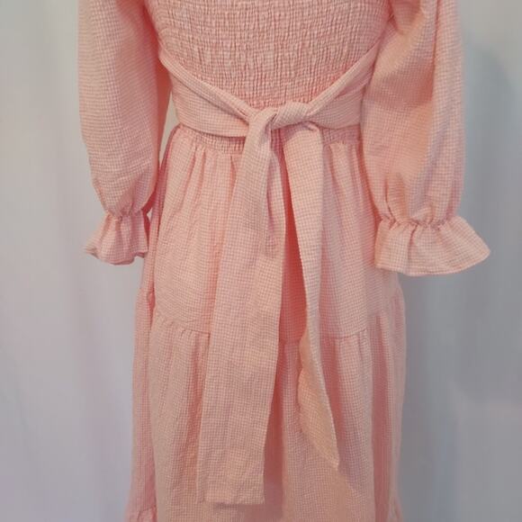 Beautiful Pink Gingham Midi Dress - Picture 7 of 9